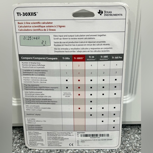 NWT Texas Instruments Calculator TI-30XllS Solar Scientific Calculator - Picture 2 of 6